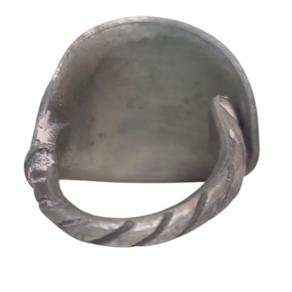 Pewter Spoon Etched  Silver Ring 5 - Picture 6 of 8